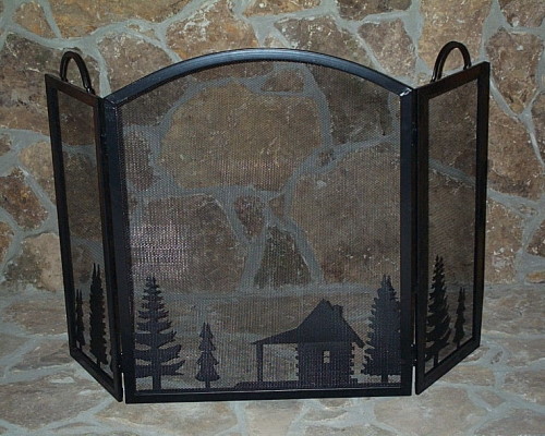 Fireplace Screen - Cabin in the woods
